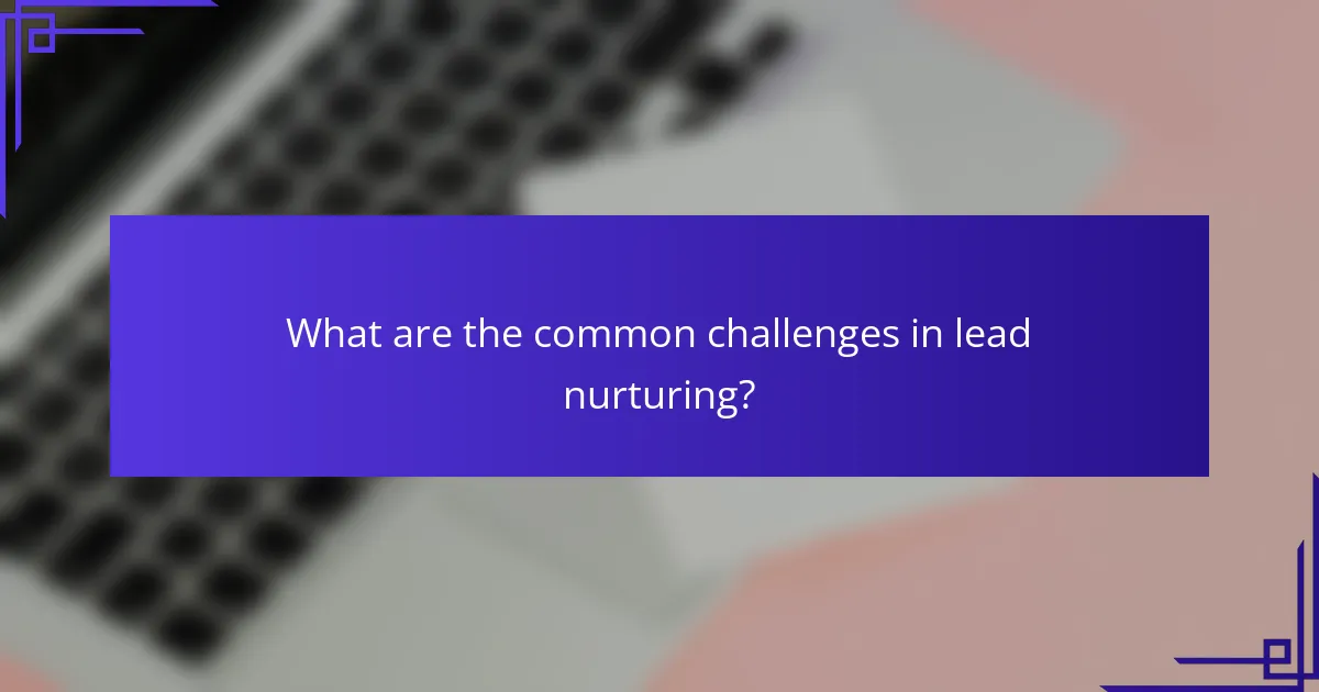 What are the common challenges in lead nurturing?