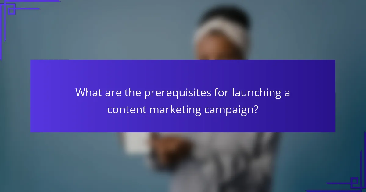 What are the prerequisites for launching a content marketing campaign?