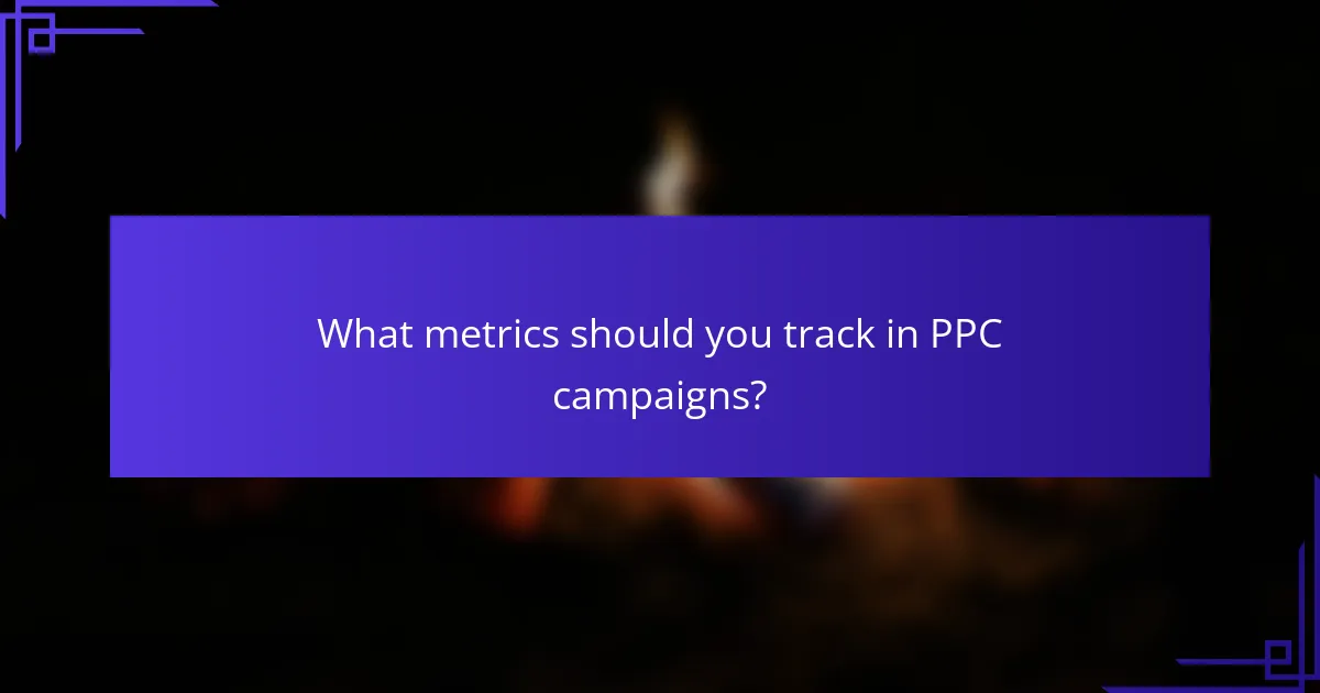 What metrics should you track in PPC campaigns?